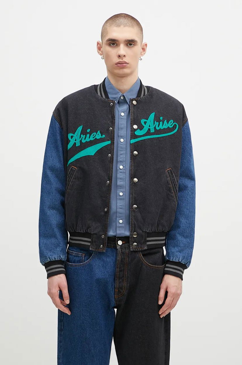 Bomberjacka Aries Varsity Denim Jacket Svart | AR7030302
