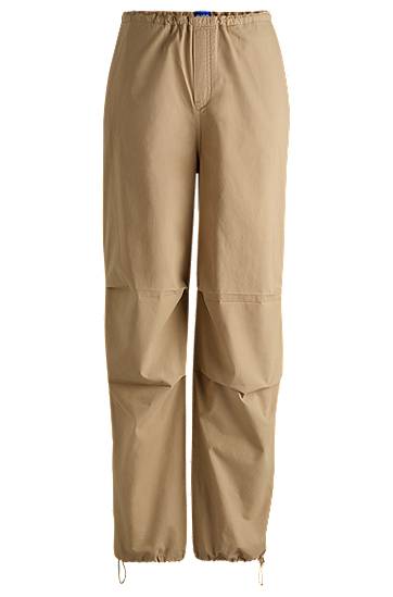 Cargo byxor BOSS Baggy Parachute Cotton Canvas Trousers Beige | 50527950