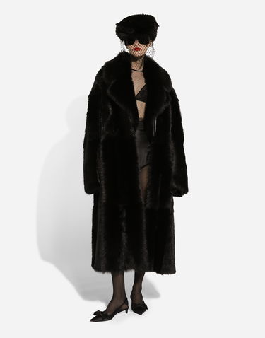 Rockar Dolce & Gabbana Single-breasted Shearling Coat Svart | F0W2DFFUP9BN0000, 2