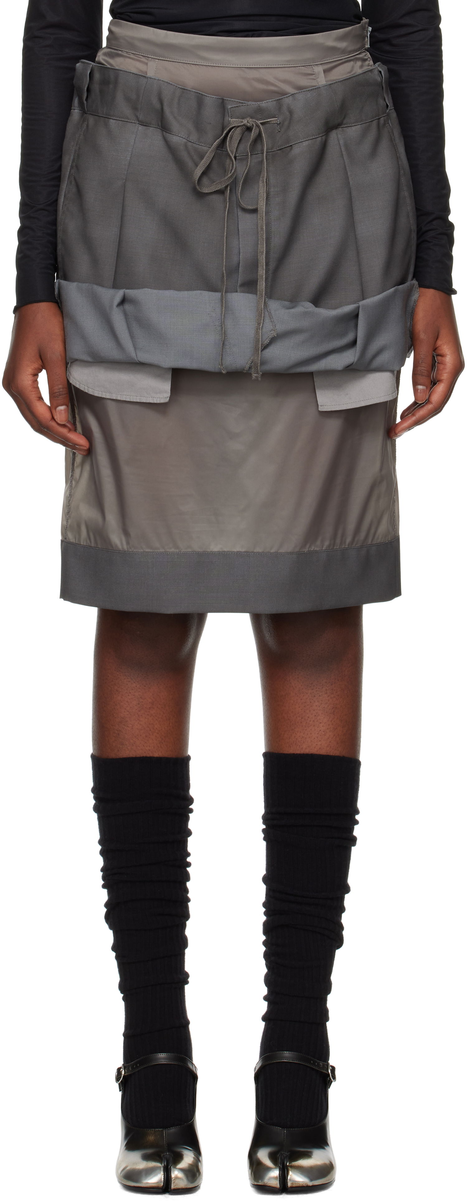 Kjol Maison Margiela Mix Fabric Midi Skirt Grå | S51ME0025 MTN021, 0