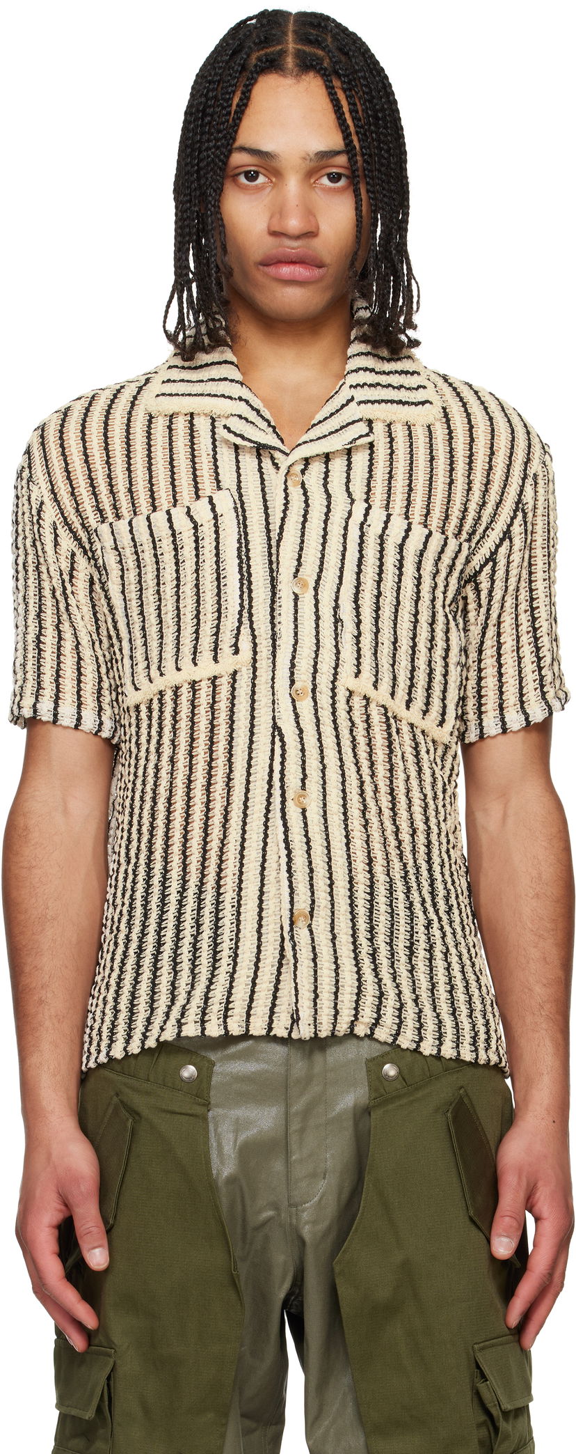 Skjorta Andersson Bell Andersson Bell Sheer Knit Striped Shirt Beige | atb1235m