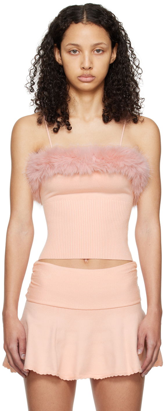 Linne GUIZIO Guizio Feather Trim Knit Camisole Rosa | R24602S011