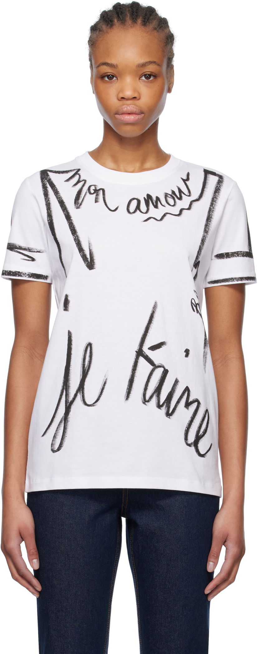 T-shirt Balmain Balmain Short-Sleeved 'Je T'aime' T-Shirt Vit | EF1EF000GE35