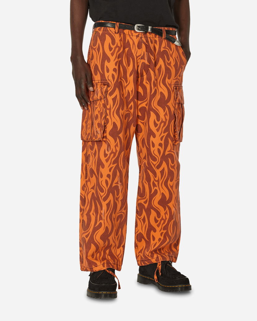 Cargo byxor ERL Flame Print Cargo Pants Orange | ERL08P006 1