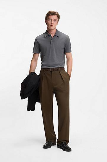 Polotröja BOSS BECKHAM polo shirt in cotton and silk Grå | 50554093, 1