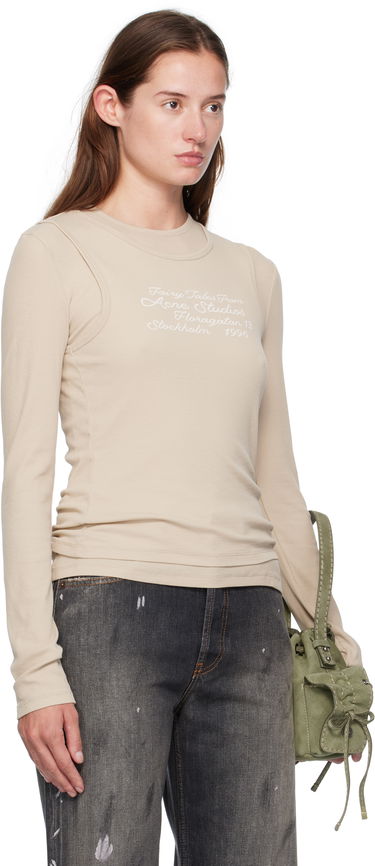 T-shirt Acne Studios Acne Studios Layered Long Sleeve T-Shirt Beige | AL0491-, 1