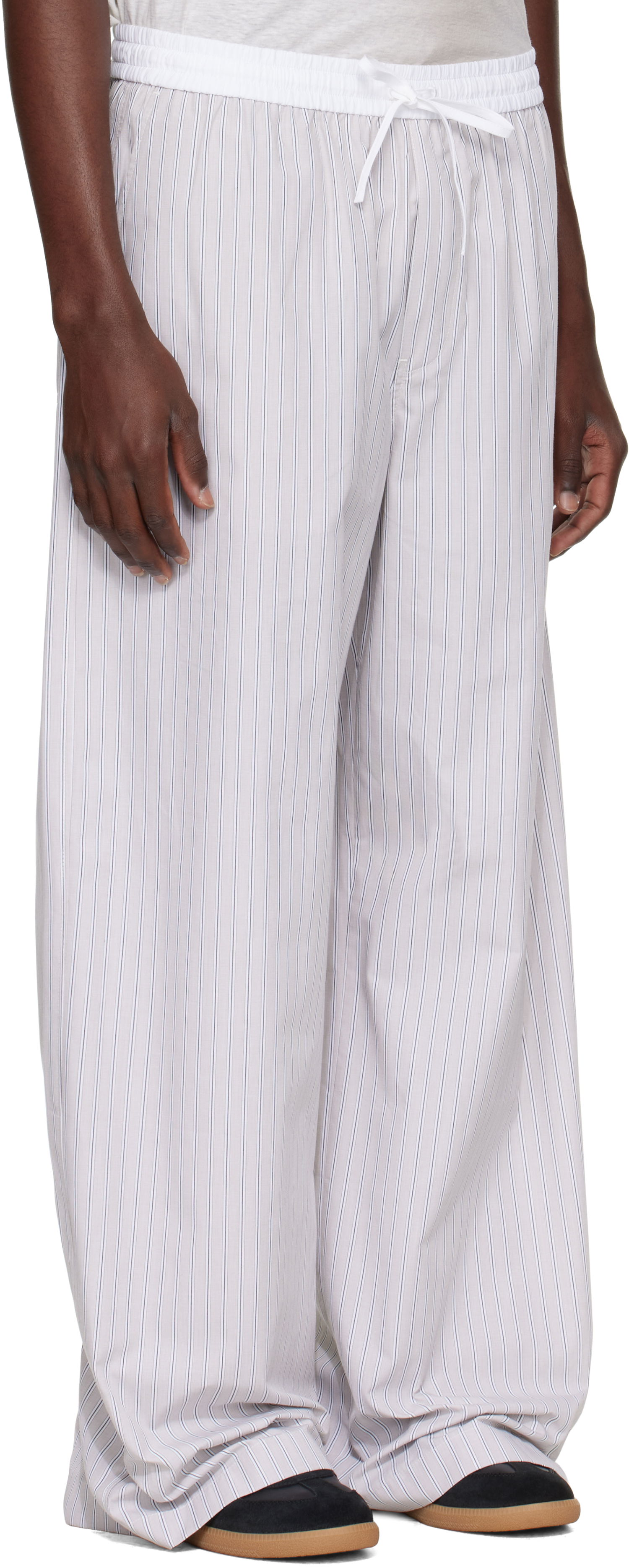 Byxor Acne Studios Acne Studios Striped Trousers Vit | CK0128-, 1