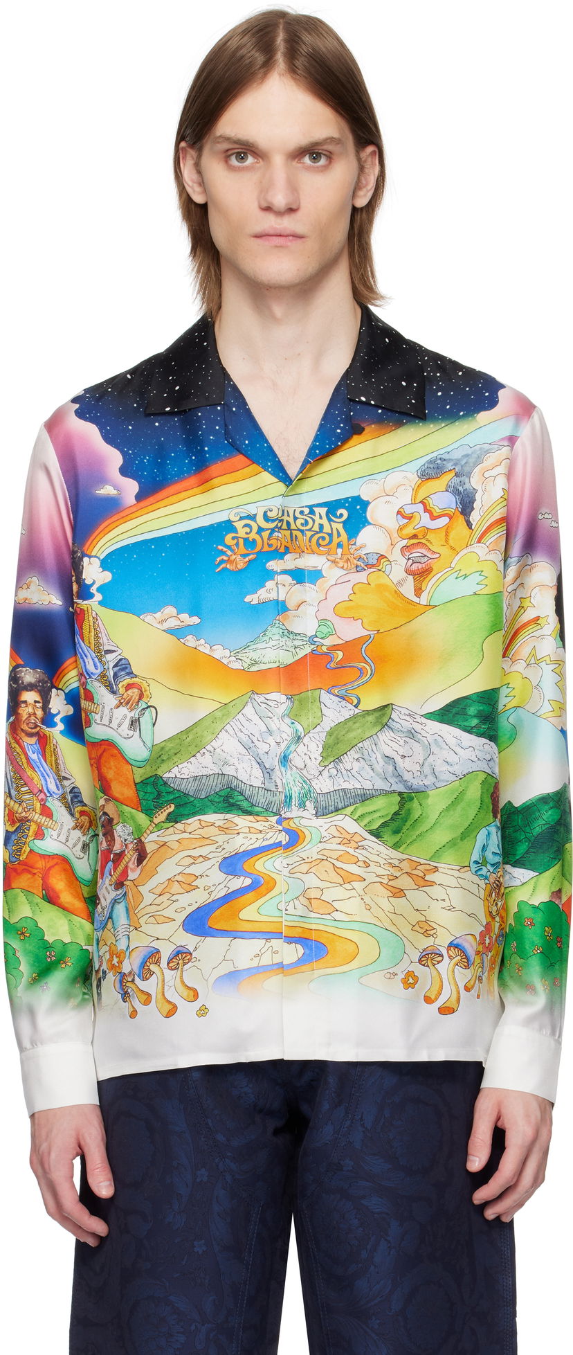 Skjorta Casablanca Casablanca 'La Musique' Print Silk Shirt Flerfärgad | U-MS25-SH-006-07