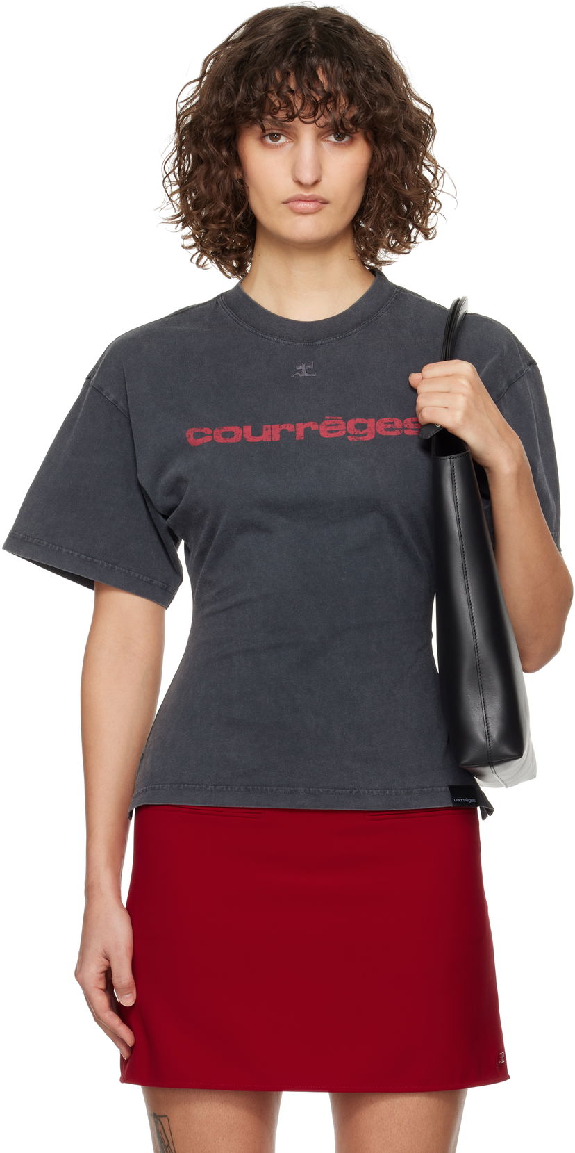 T-shirt Courrèges Courrèges Fitted Printed T-Shirt Grå | 125JTS168JS0109