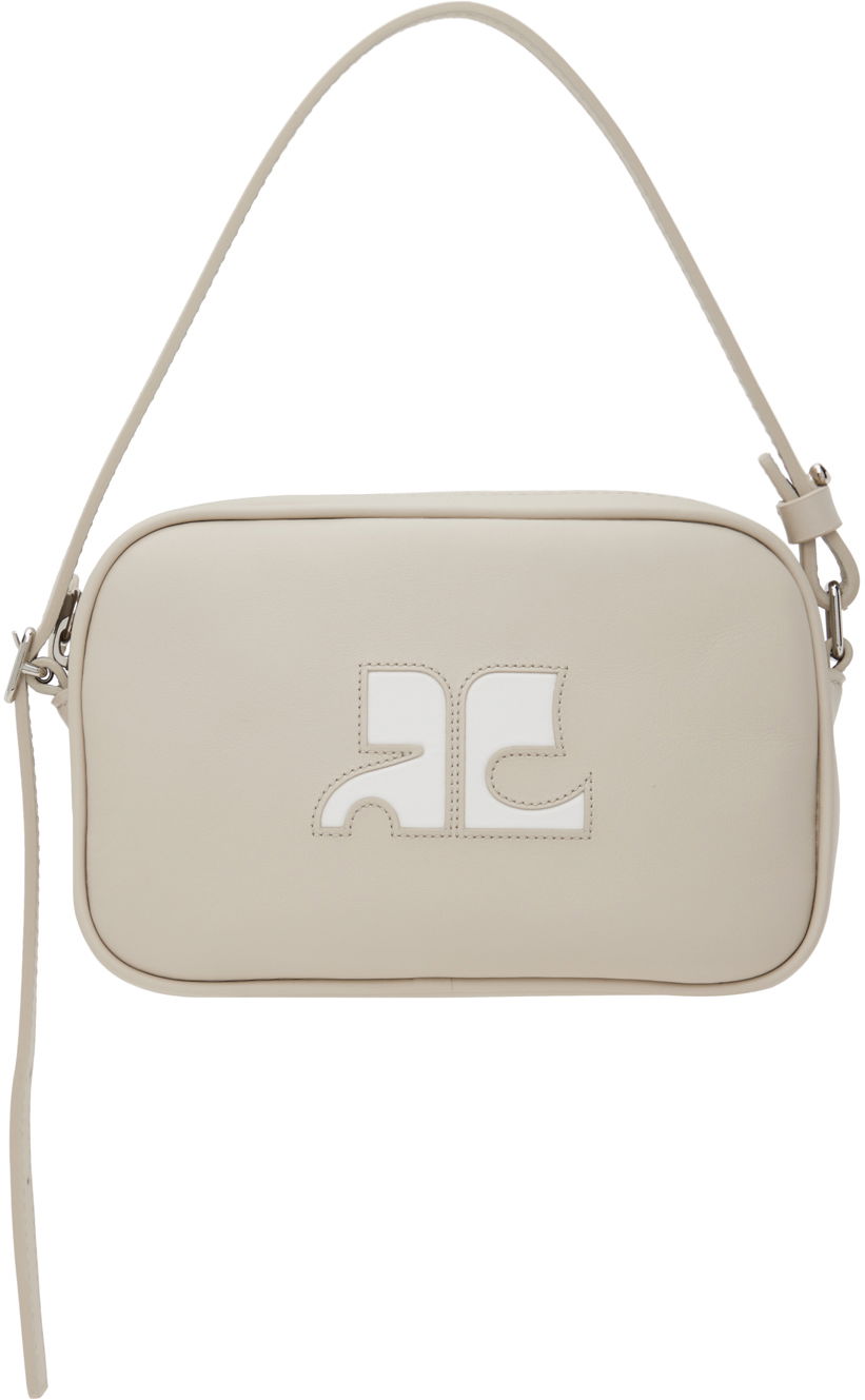 Axelväska Courrèges Slim Leather Camera Bag Beige | 124GSA092CR0027