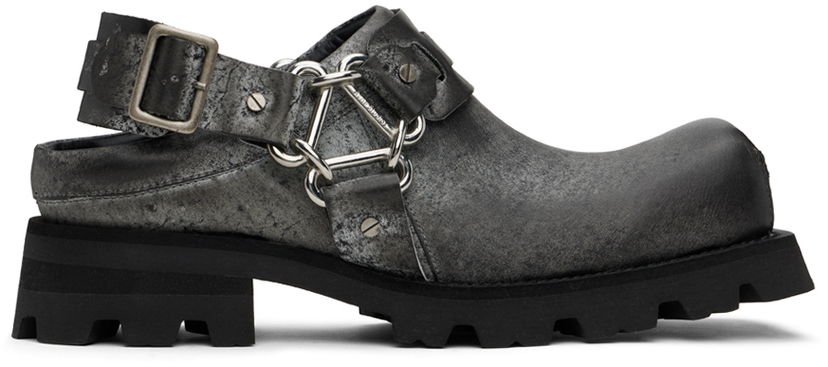 Kläder Acne Studios Acne Studios Leather Buckle Slip-On Loafers Grå | BD0332-
