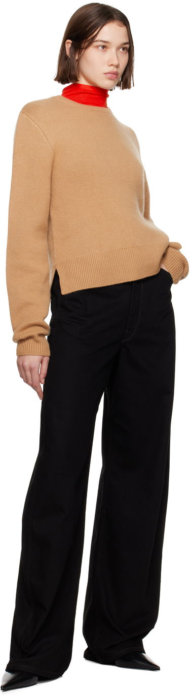 Sweater TOTEME TOTEME Cropped Crew-Neck Knit Sweater Brun | 244-WRT0404-YA0126, 3