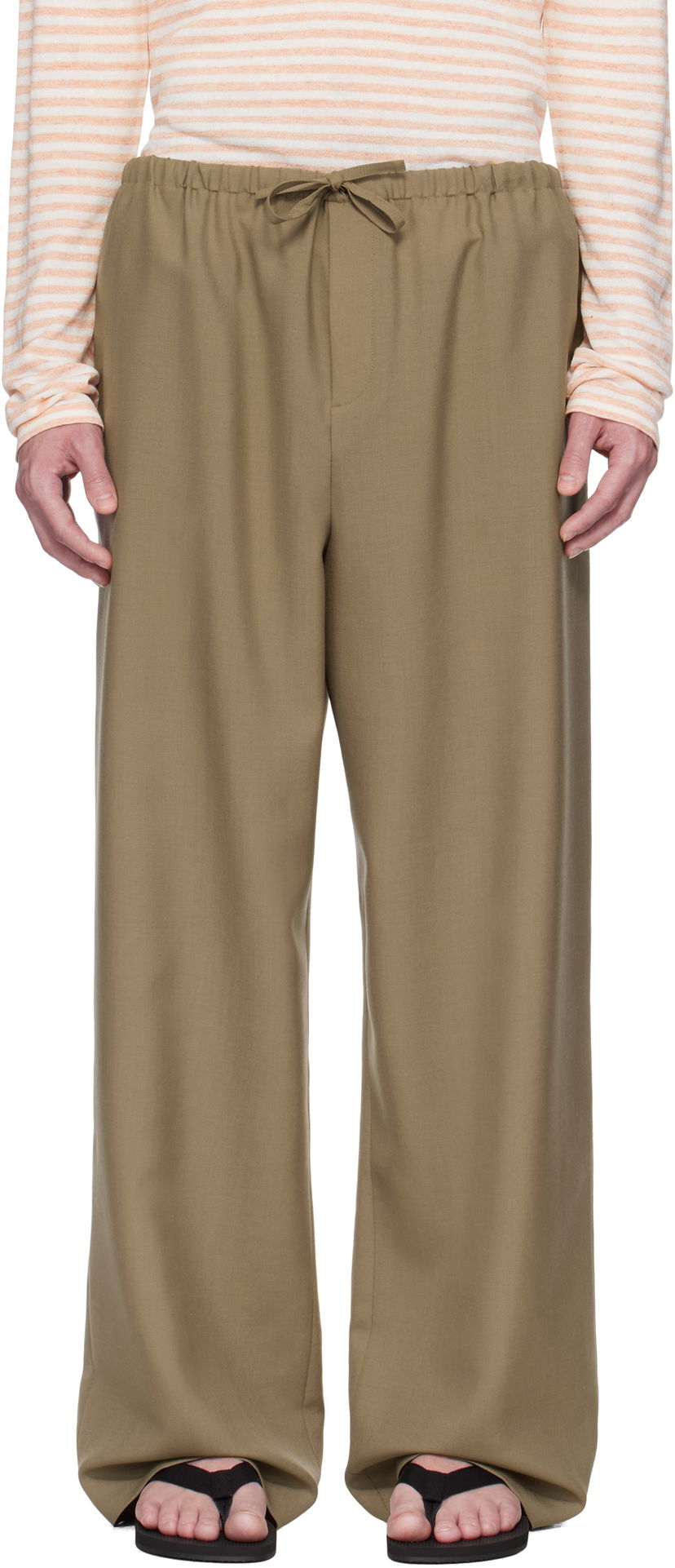 Byxor The Row The Row Donatello Wide-Leg Trousers Beige | 657-W3602