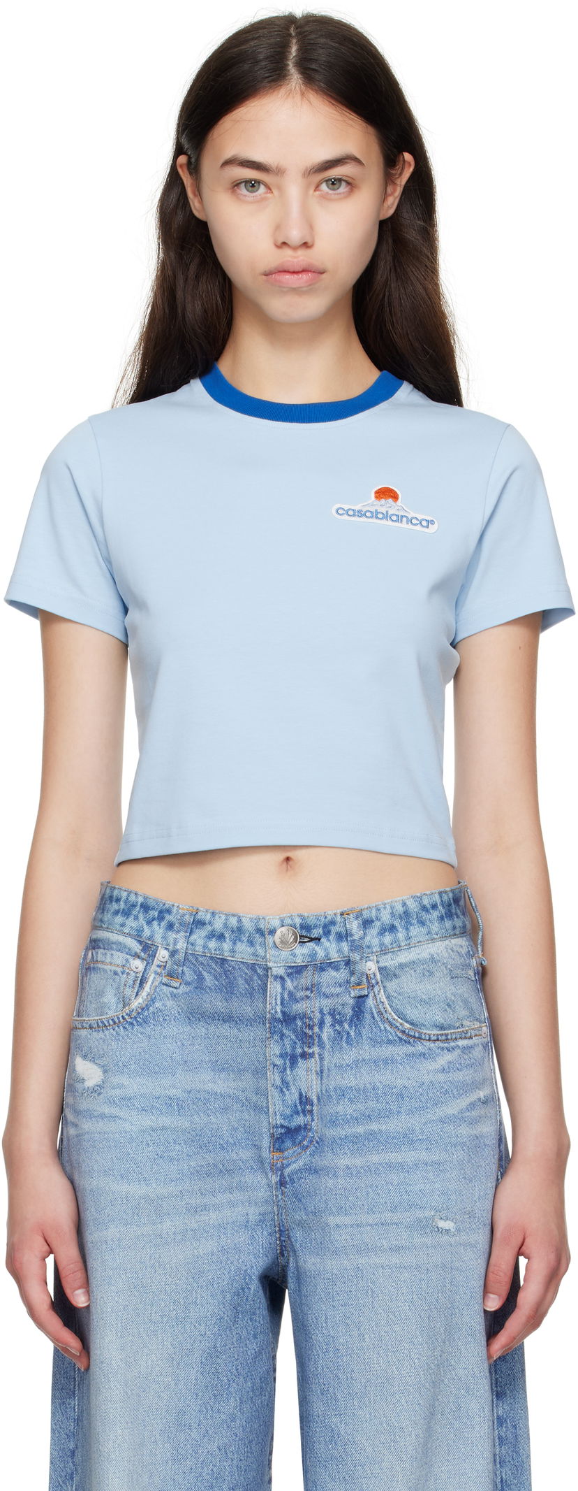 Crop top Casablanca Casablanca Montage Cropped T-Shirt Blå | WPF25-JTS-009-02