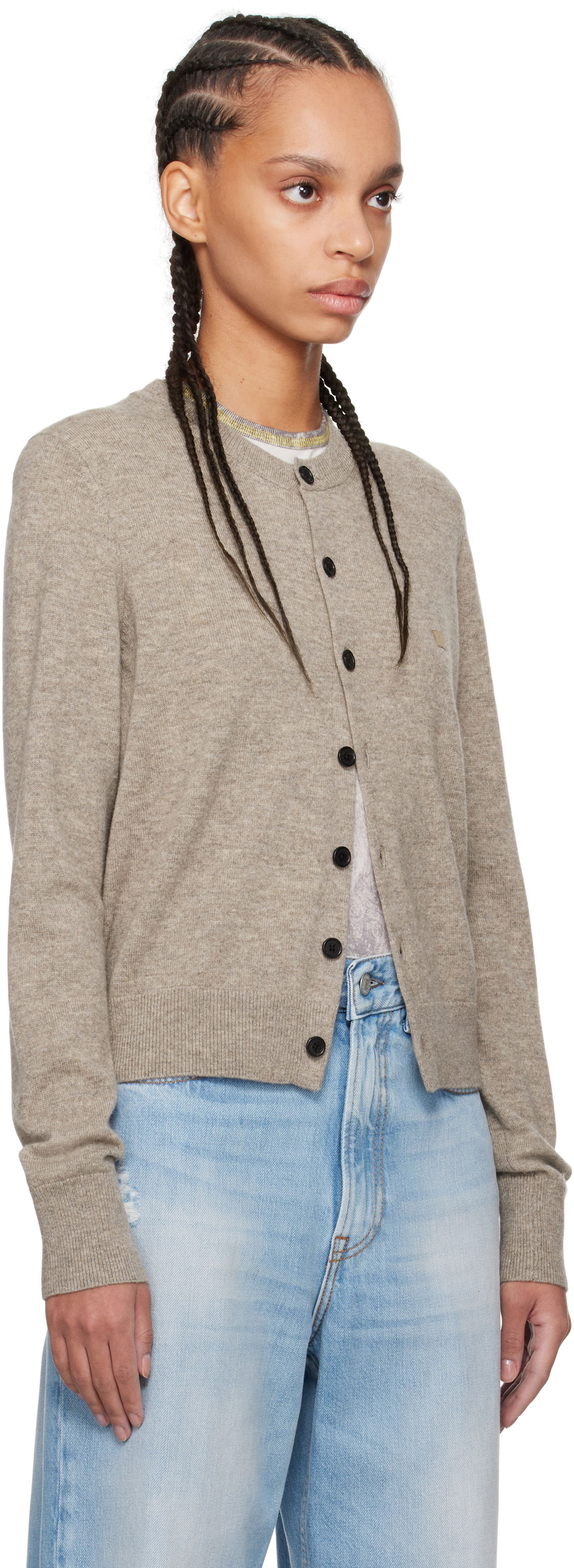 Sweater Acne Studios Acne Studios Yak Wool Cardigan Beige | A60559-, 1