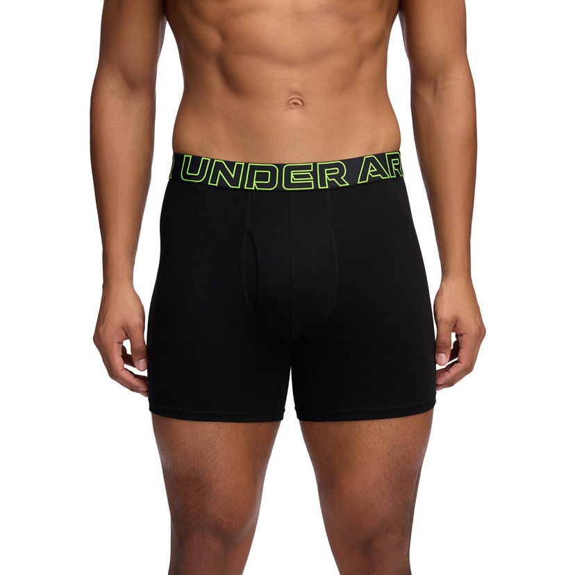Boxare Under Armour Performance Cotton Boxer Briefs, 6-Inch Inseam, 3-Pack Svart | 1383889-004