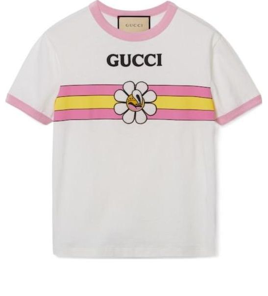 T-shirt Gucci Cotton Jersey Printed T-Shirt Vit | 723566-XJGHL-9088