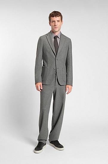 Skjorta BOSS Slim-fit shirt in brushed performance-stretch flannel Grå | 50550563, 1