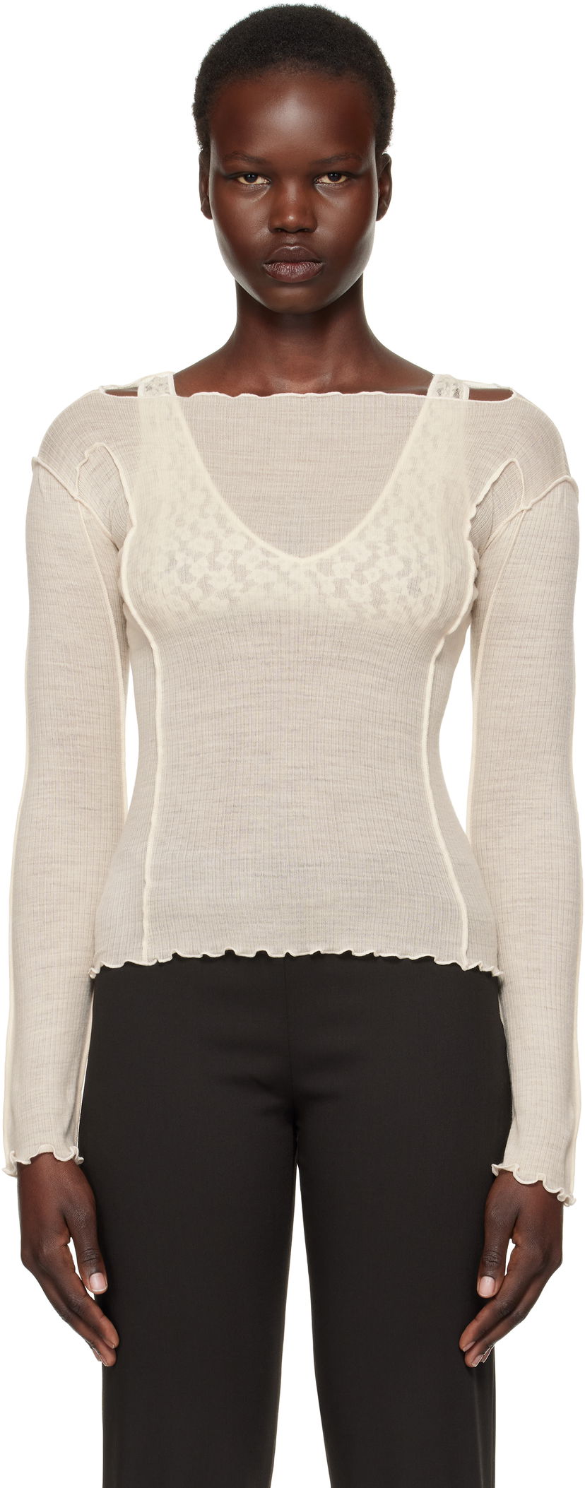 T-shirt Baserange Omato Long Sleeve T-Shirt Vit | TTML-WO-SP25