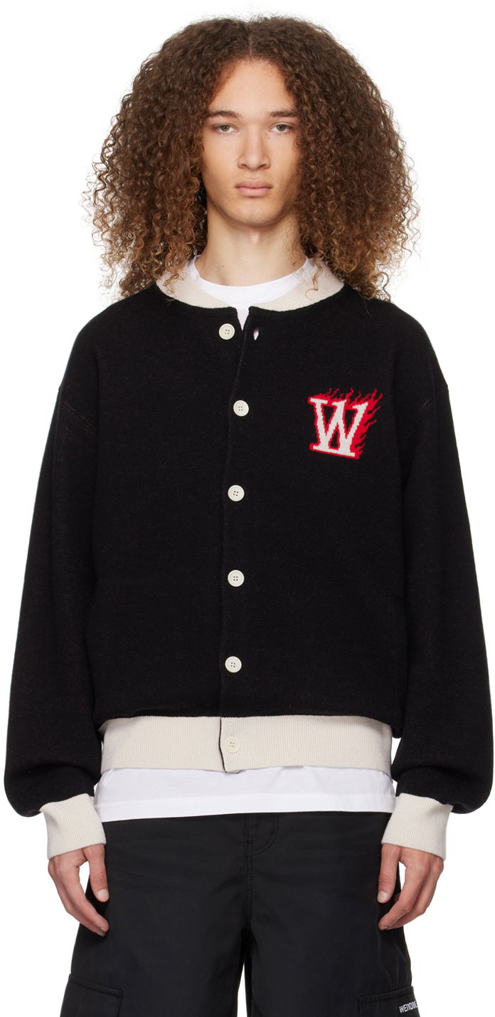 Sweater We11done We11done Baseball Cardigan Svart | WD-KJ0-24-626-U-BK