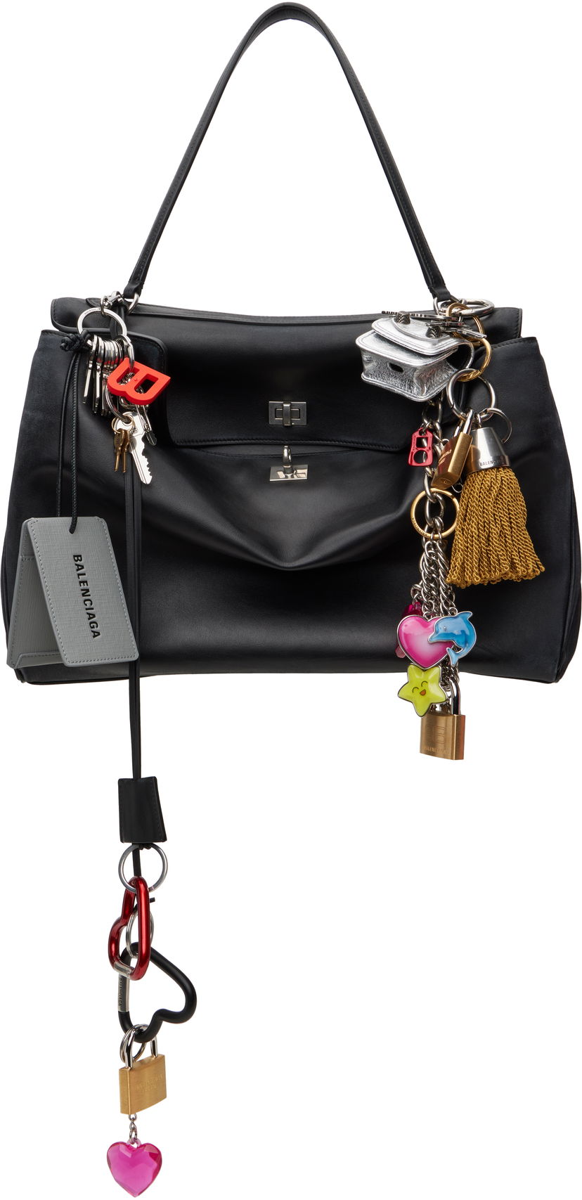 Handväska Balenciaga Balenciaga Charms Rodeo Large Bag Svart | 789744 2AA7B