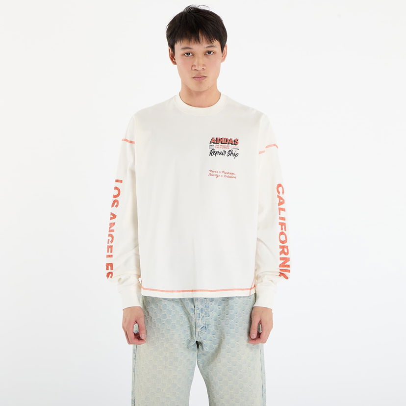 T-shirt adidas Originals Wilshire Long Sleeve Graphic Contrast Stitch T-Shirt Vit | JX6142