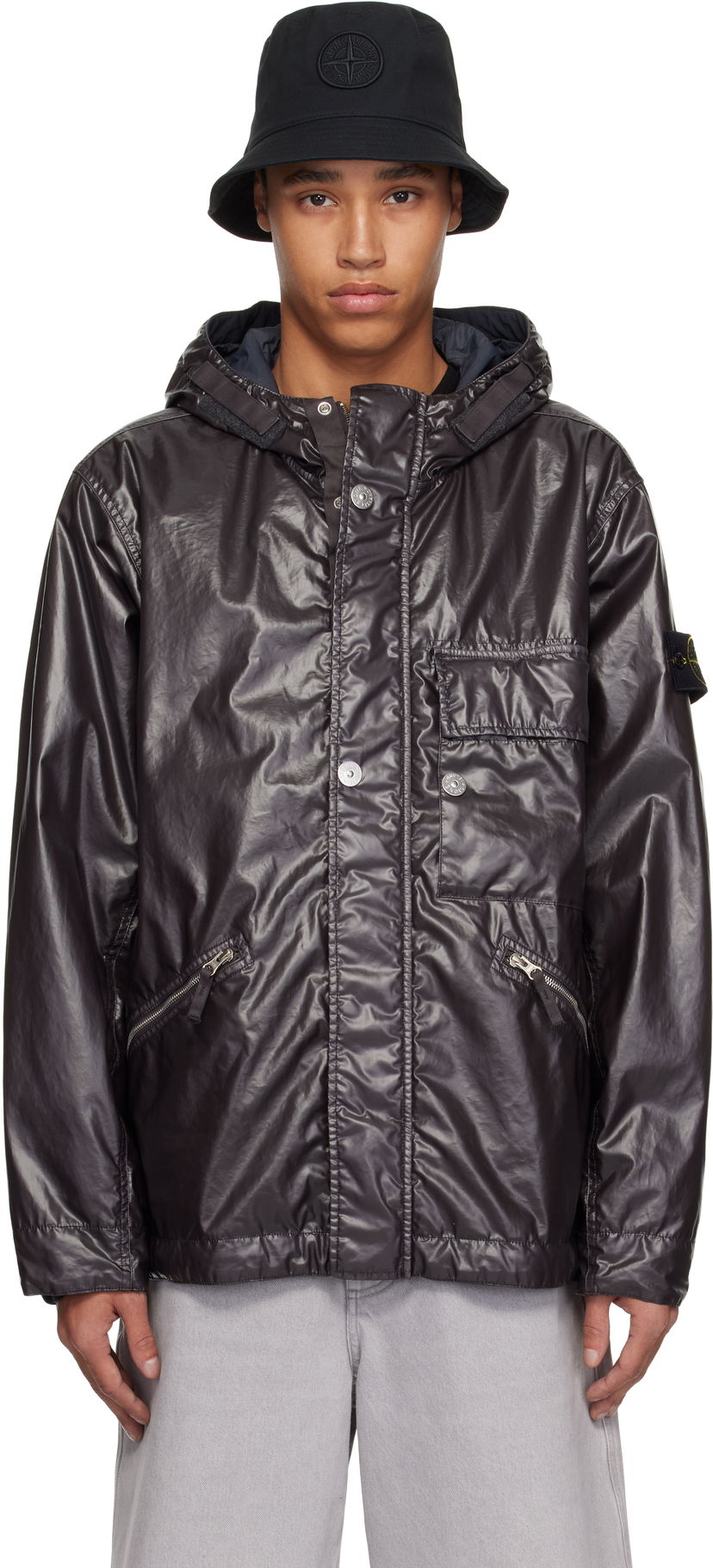Vindjacka Stone Island Stone Island Mussola Gommata-TC Hooded Jacket Grå | K1S15 4100062 S0022