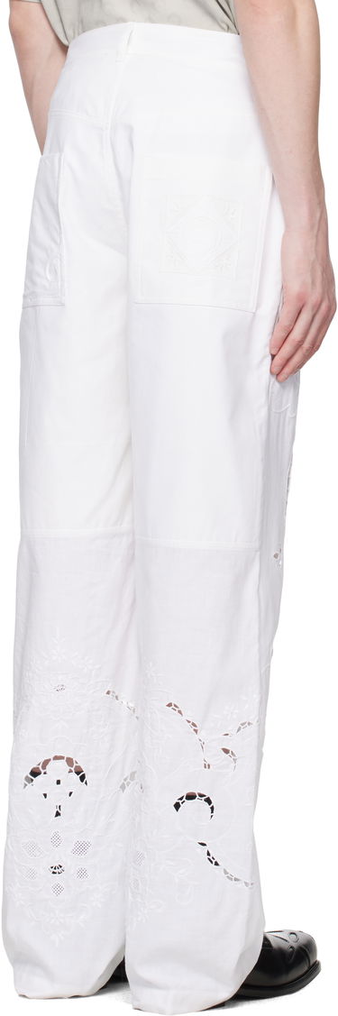 Byxor Marine Serre Marine Serre Regenerated Household Linen Wide Leg Trousers Vit | UPA056A UWOV0007, 2