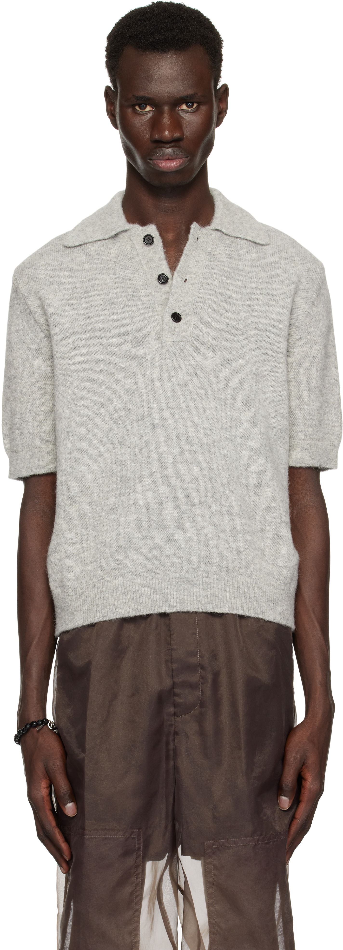 Sweater Dries Van Noten Dries Van Noten Alpaca Polo Grå | 251-021200-1703, 0