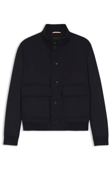 Bomberjacka BOSS Wool-cashmere blouson-style coat with knit trims Svart | 50551091, 0