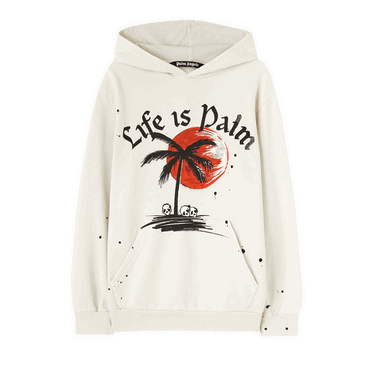 Sweatshirt Palm Angels GD Sunset Palm Hoodie Vit | PMBB117F22FLE0050310, 0