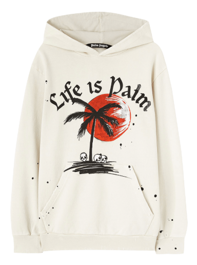 Sweatshirt Palm Angels GD Sunset Palm Hoodie Vit | PMBB117F22FLE0050310