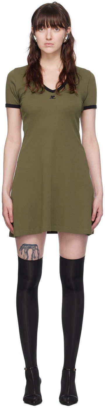 Klä Courrèges Courrèges V-Neck Mini Dress Grön | 224JRO397JS0070