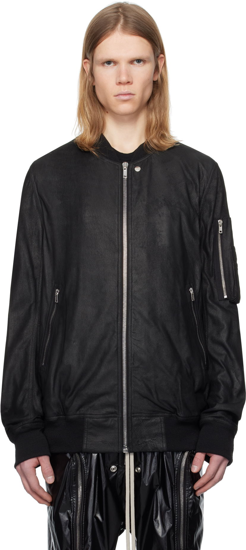Bomberjacka Rick Owens Rick Owens Hollywood Classic Flight Leather Jacket Svart | RU01E5778 LBA