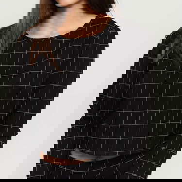 Crop top Urban Classics Ladies Check Cropped Crew Svart | TB2999 black, 2