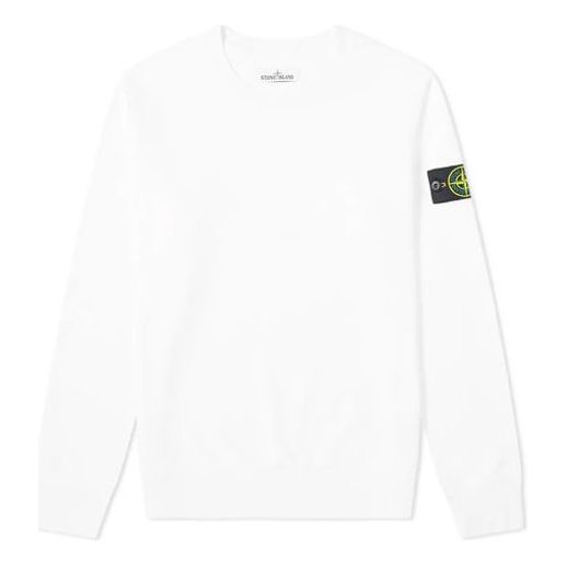 Sweater Stone Island Stone Island Garment Dyed Crew Neck Sweatshirt Vit | 721563051-V0001