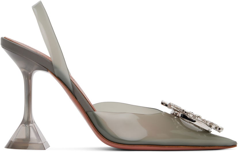 Sneakers och skor Amina Muaddi Slingback Heels With Crystal Embellishment Grön | BEGUM GLASS SLING PVC