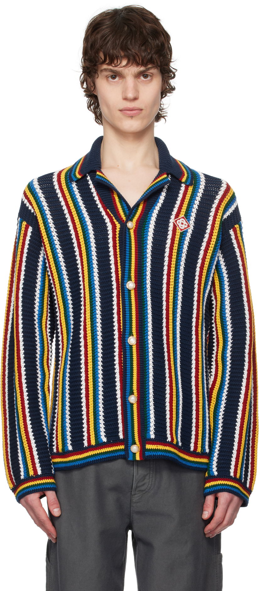 Sweater Casablanca Casablanca Stripe Crochet Cardigan Flerfärgad | MPS25-KW-836-01
