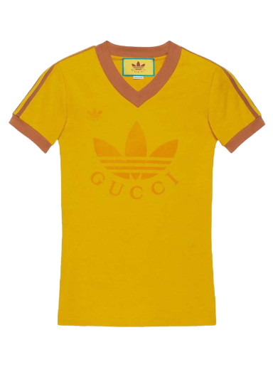 T-shirt Gucci adidas x V-Neck T-Shirt Gul | 693636 XJEBZ 7219