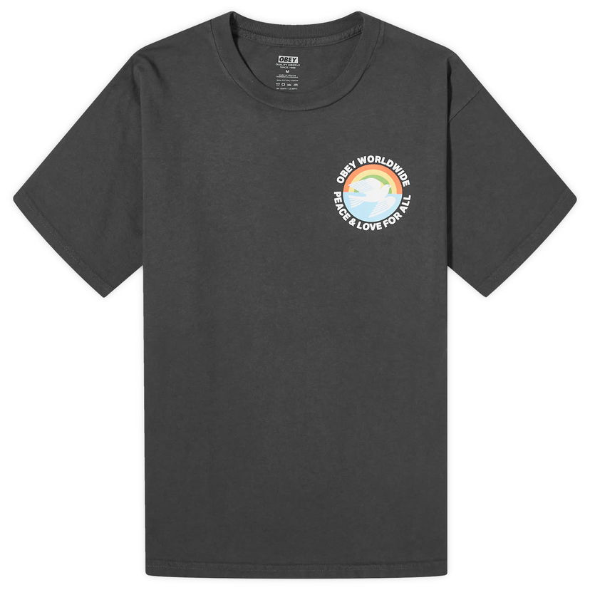 T-shirt OBEY Peace & Love For All Svart | 163813765-VBL