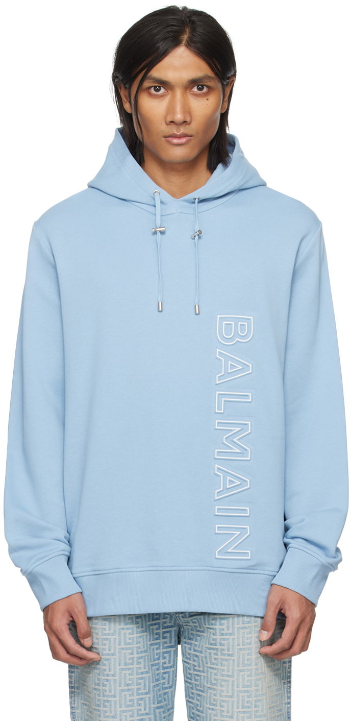 Sweatshirt Balmain Embossed Hoodie Blå | CH1JT046BC22