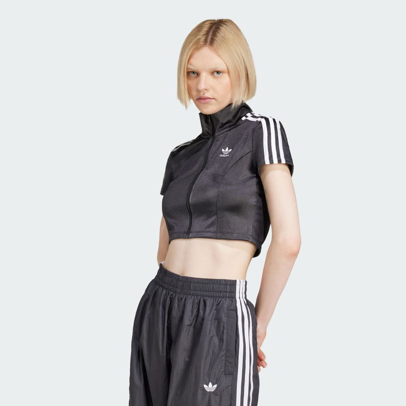 Crop top adidas Originals Short Sleeve Track Top Svart | JD0277