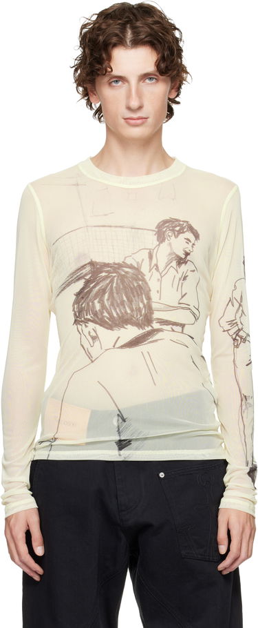 T-shirt JW Anderson Long Sleeve Graphic Underpinning T-shirt Gul | JO0234-PG1814, 0