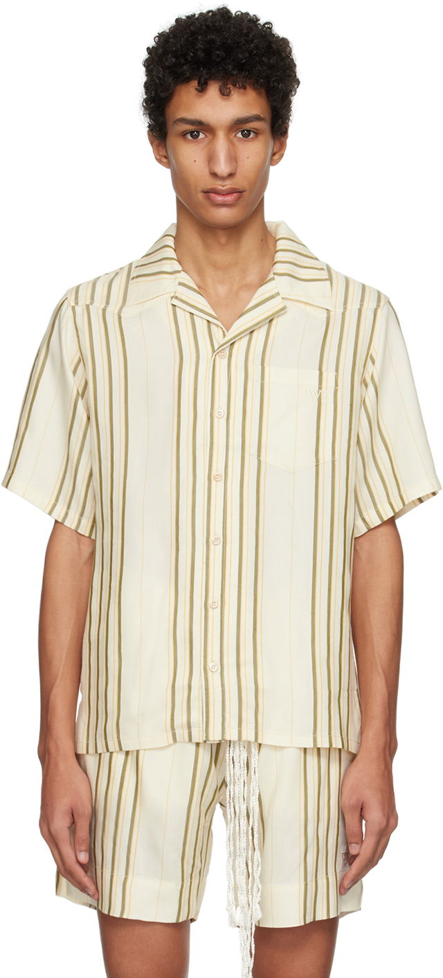 Skjorta Wales Bonner SSENSE Exclusive Off-White Bowling Shirt Brun | SH04-CO01-1007