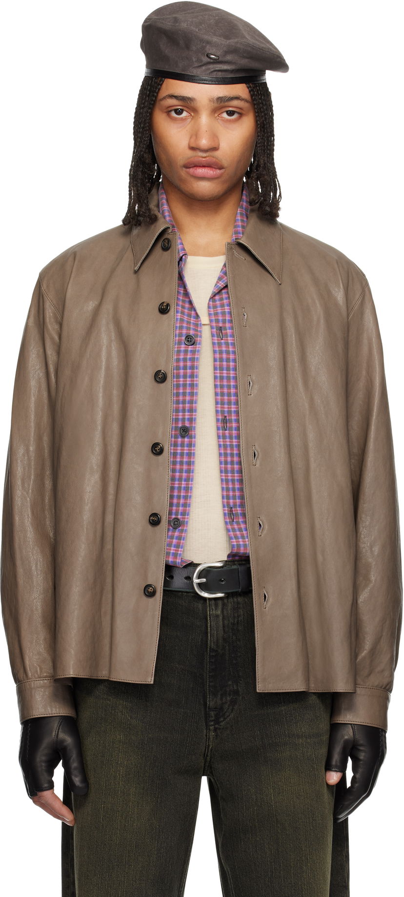 Skjorta OUR LEGACY Our Legacy Welding Leather Shirt Brun | M2259W7