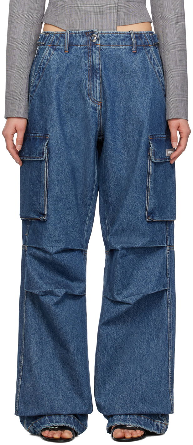 Cargo byxor Coperni Coperni Wide Leg Cargo Denim Pants Blå | COPP40252, 0