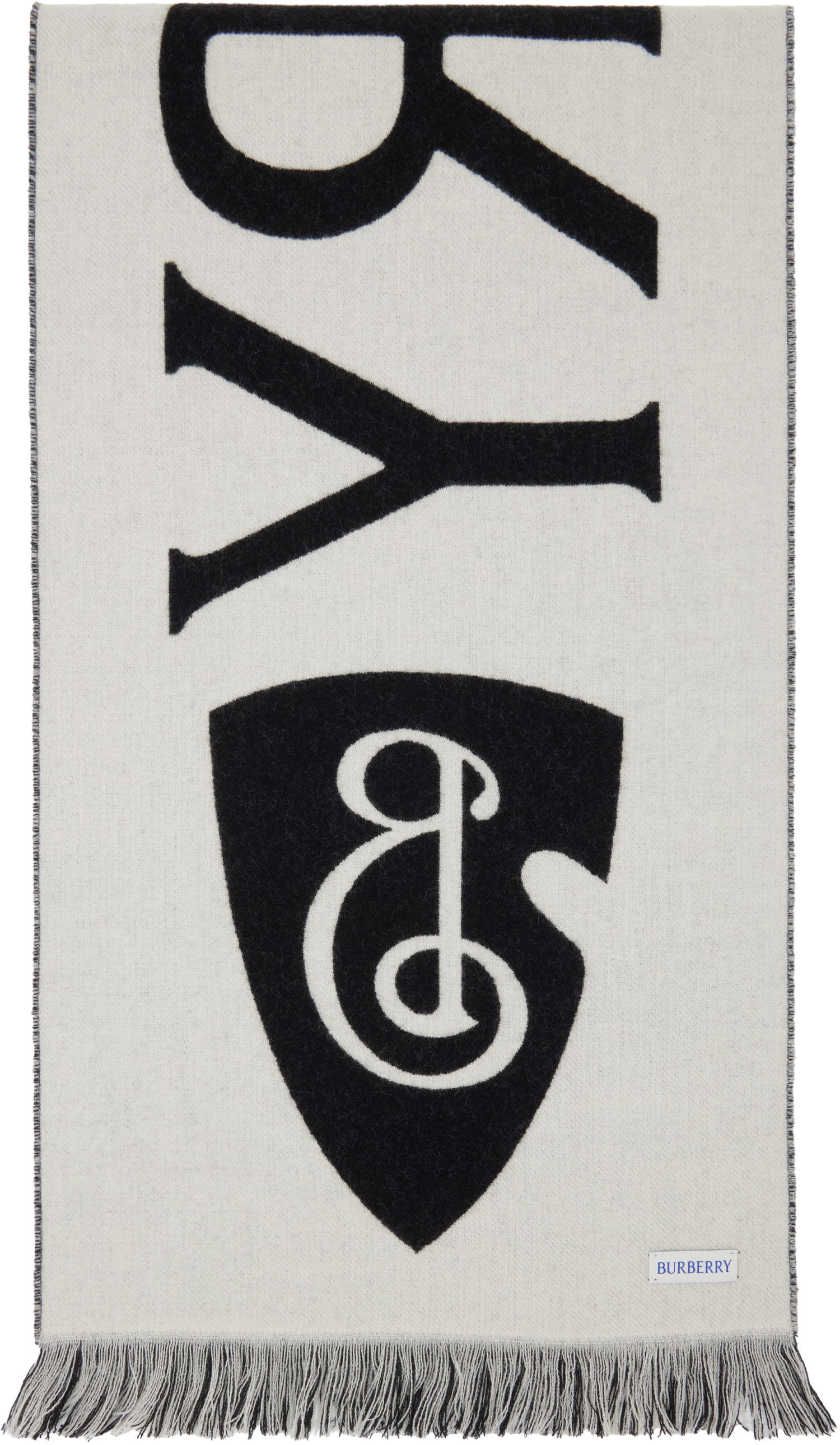 Halsduk Burberry Burberry Text Wool Scarf Svart | 8109563, 1