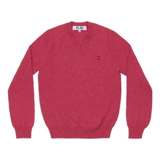 Sweater Comme des Garçons PLAY V-Neck Pullover With Small Heart Röd | AZ-N078-051-4