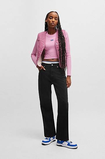 Jeans BOSS Straight-Fit Stretch Denim Jeans Svart | 50520606, 1