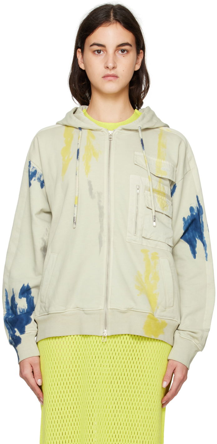 Sweatshirt Feng Chen Wang Feng Chen Wang Tie-Dye Zip Hoodie Beige | FWF14HD05